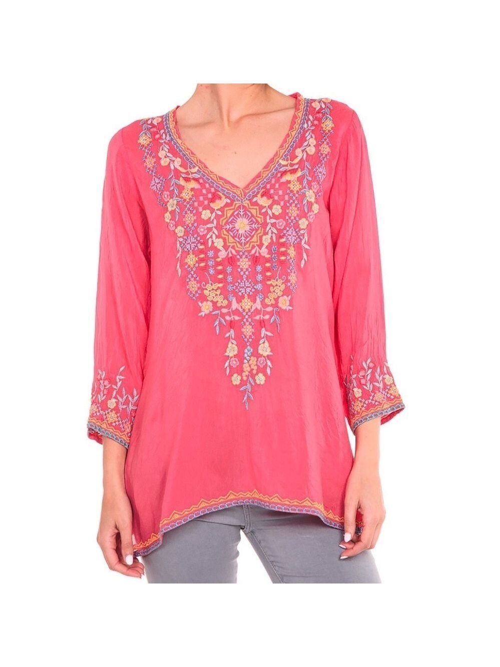JOHNNY WAS RYLEIGH EMBROIDERED BLOUSE Size XS